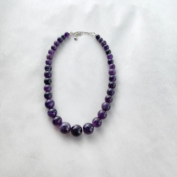 Jay King Signed Amethyst Sterling Silver 925 Large Beaded Necklace New Purple - Picture 3 of 9